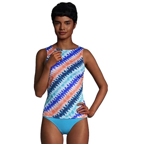 NWT Lands End Womens Chlorine Resistant High Neck Tankini Top Size 26W $70 HH449 - Picture 1 of 2